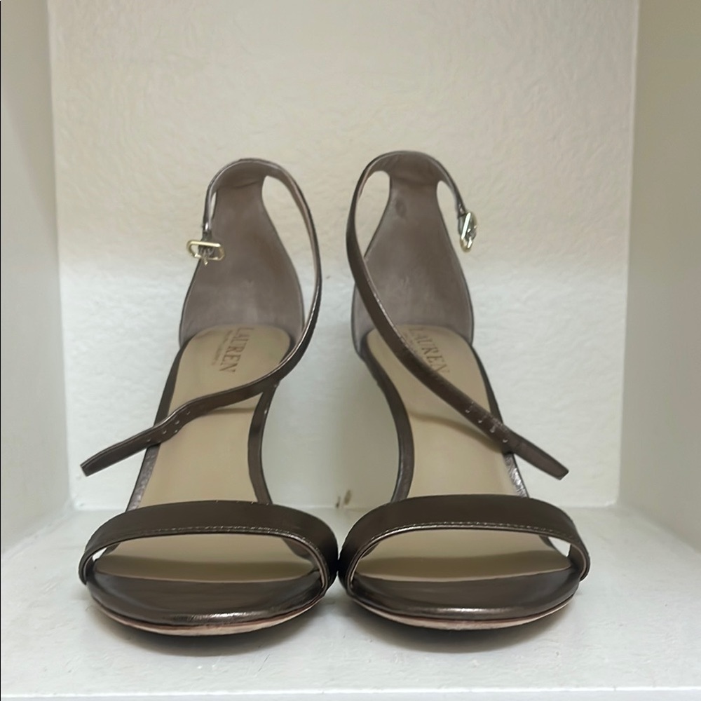 Ralph Lauren Brown Heels with Stiletto and Open-Toe Design